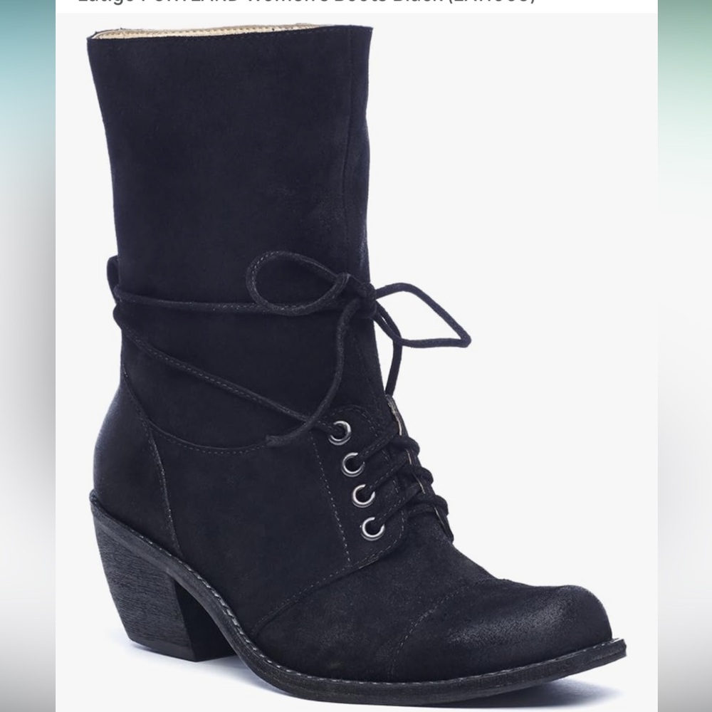 Latigo Portland Women's Black Lace-Up Boots‎ Suede 6.5
